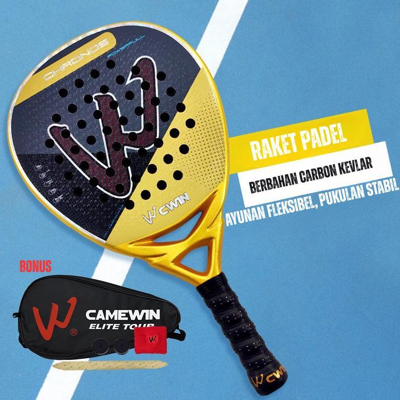 Cuci Gudang Vivasports - Camewin Chronos 5026 Raket Padel Carbon Kevlar Gold Black / Padel Racket