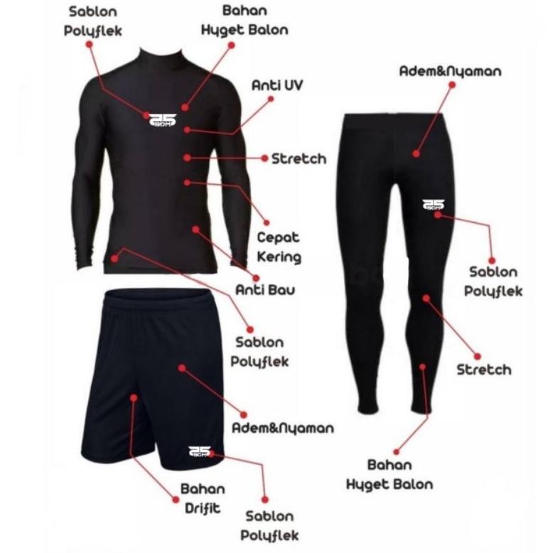 BEST SALE Baju olahraga pria wanita stelan manset badan lengan panjang leging laging sport celana pe