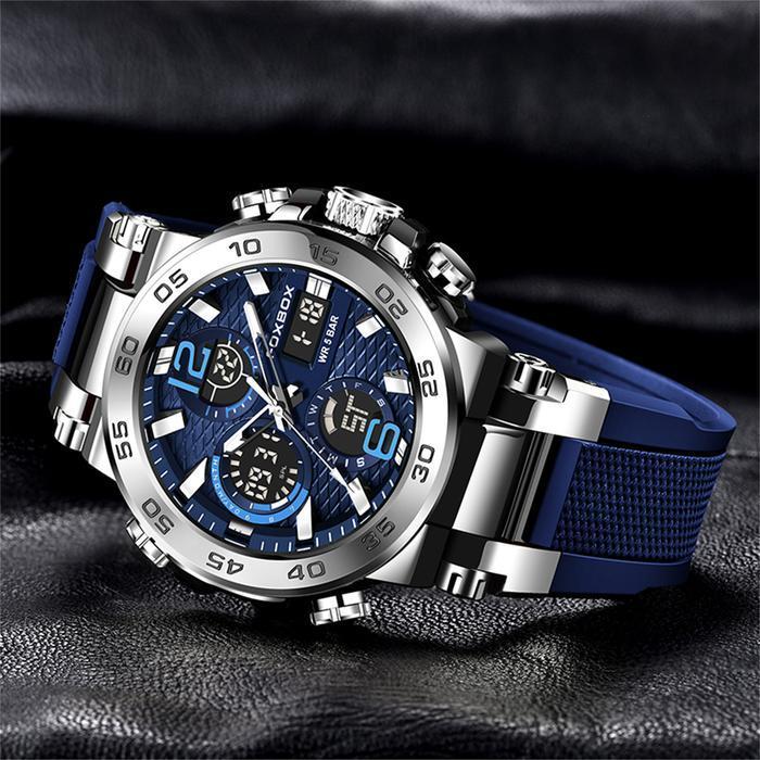 Bisa Cod - Lige Jam Tangan Kuarsa Pria Tampilan Ganda Digital Modis Jam Tangan Kuarsa Olahraga Krono