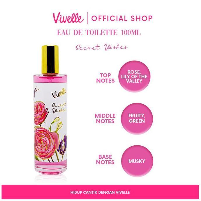 Profumo- Vivelle Eau De Toilette Glass 100 Ml Parfum Elegan & Wangi Alami Bunga Cherry Mawar Halal B