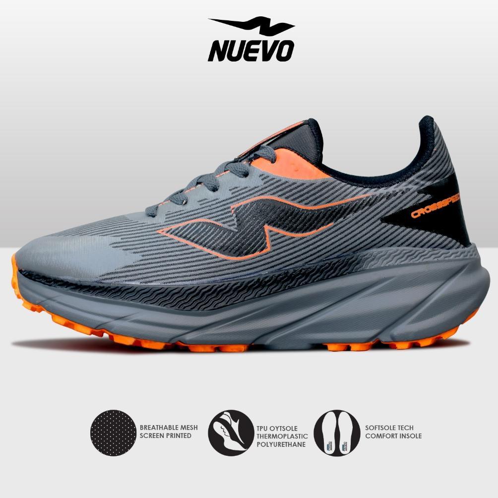 big promo nuevo - sepatu running nuevo crosspeed grey/oren olahraga lari pria trial sneakers casual 