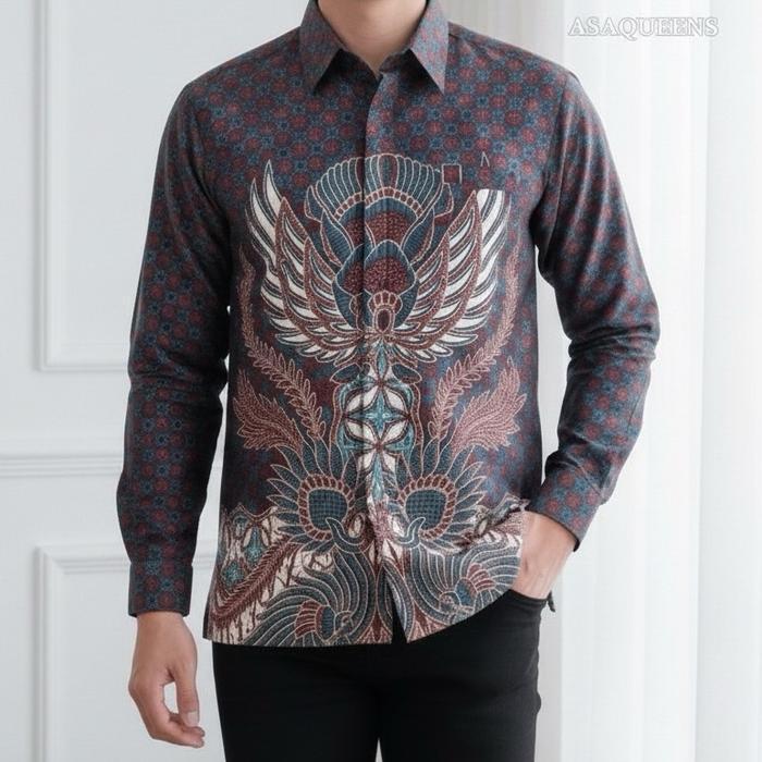 Bisa Cod - Kemeja Batik Dobby Premium Furing | Baju Batik Dobby Pria Lengan Panjang | Atasan Batik D