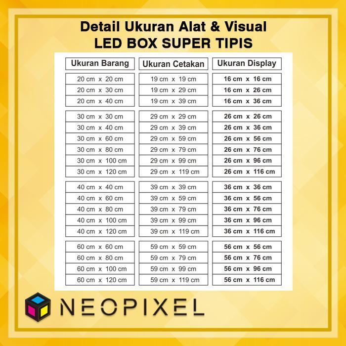 Neon box super tipis uk 40x100 cm Neon box menu cafe termasuk Printing