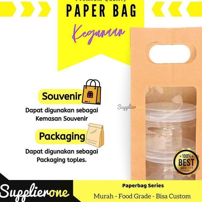 Pacnpac- Paper Bag Jendela Isi 12 Pcs  / Kantong Kertas Coklat / Paper Bag / Tas Makanan / Paper Bag