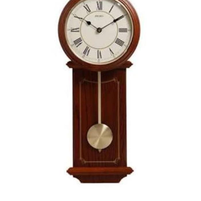 Jam Dinding Kayu Seiko Pendulum Antik Original Klasik Jadul QXC213B - QXC213 Coklat Muda