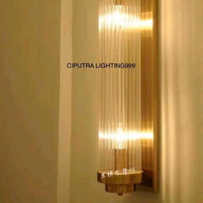 LAMPU DINDING HIAS KRISTAL MINIMALIS 2 LAMPU RUANG TAMU KAMAR TIDUR Kamar Gold Besi MEWAH