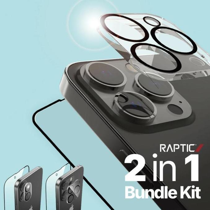 X-Doria Raptic 2 in 1 Bundle Kit Tempered Glass Screen + Camera Lens Protector iPhone 16 / 16 PRO / 