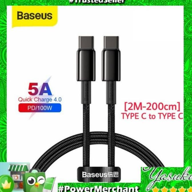 Baseus Kabel Data Charger USB TYPE C TO TYPE C 5A 100W 2M PD QC 4.0