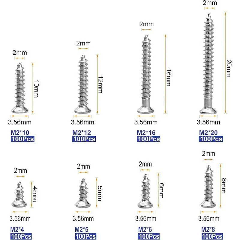 800Pcs/Set Screw Taping Self Drilling Screw Skrup Triplek Gypsum Screw Gypsum