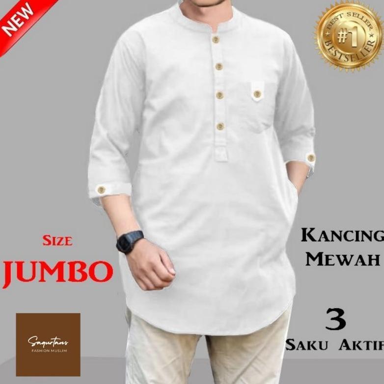 NOVELLEA BAJU KOKO QURTA MUSLIM TRIKHAN JUMBO PRIA KANCING MEWAH BERKUALITAS
