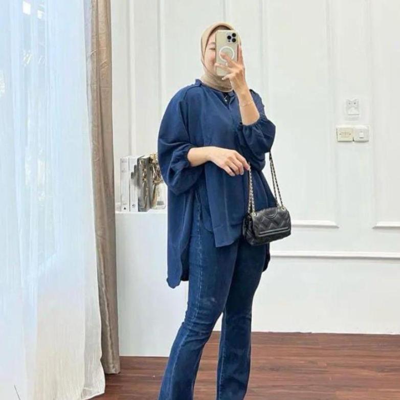 Livia Blouse Kemeja Outer Crinkle Harga Grosir
