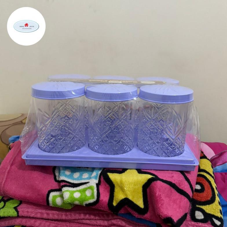 Berkualitas Toples Drat Clover Set Isi 6 + Nampan / Toples Lebaran / Toples Hampers / Tempat Penyimp