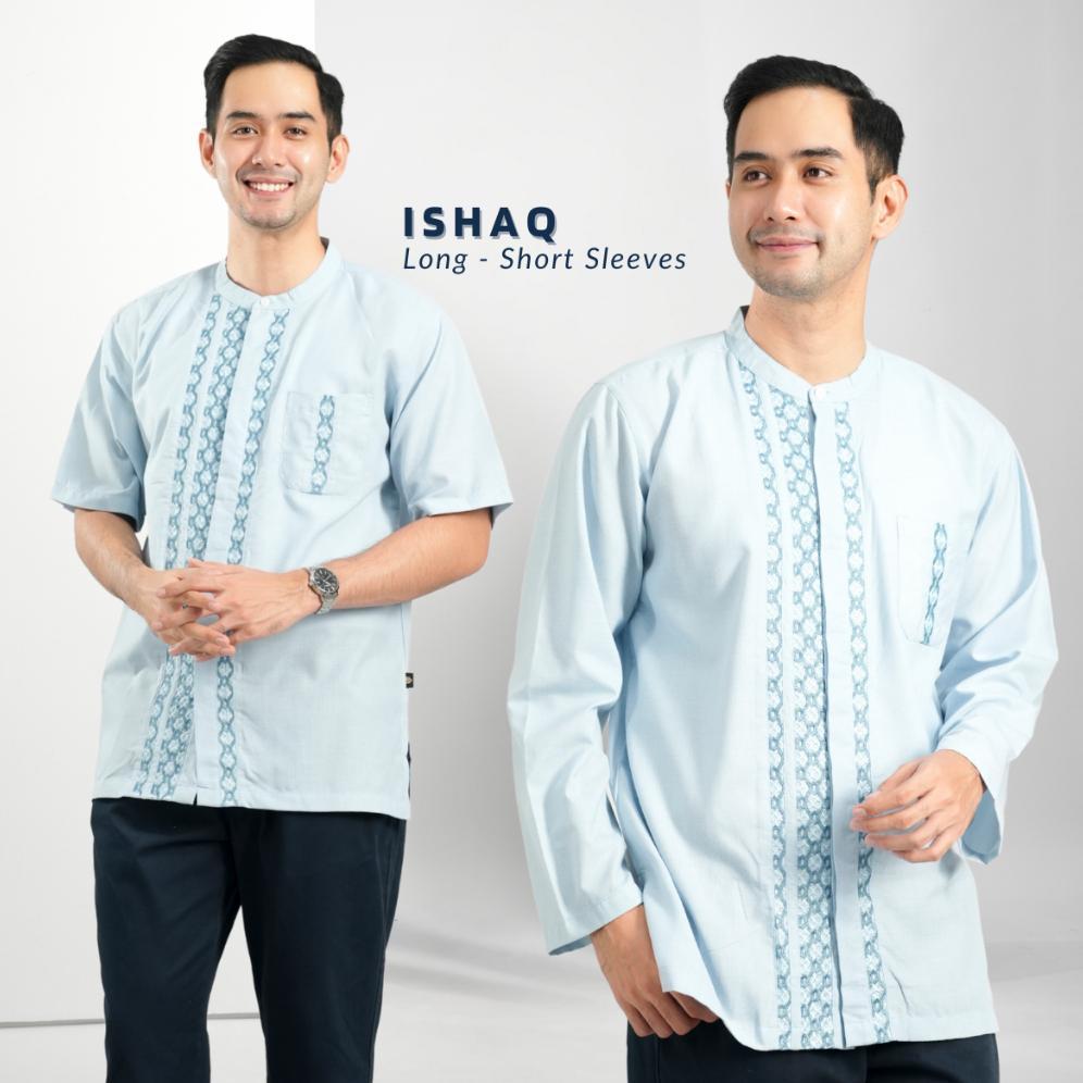 CALVORA MUSLIMADANI BAJU KOKO ISHAQ REGULAR KOKO DEWASA LENGAN PENDEK DAN LENGAN PANJANG BORDIR KEME