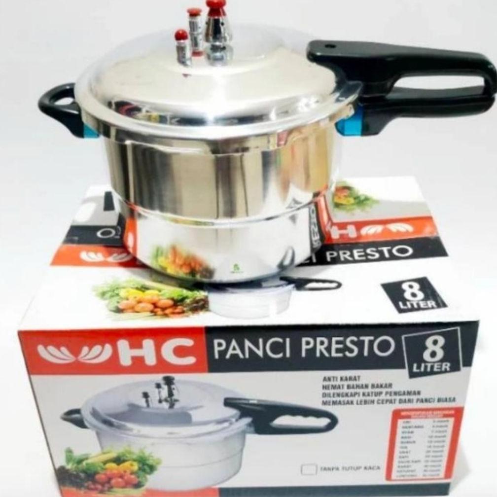Panci Presto HC Stainless 4L 8L 12L Pressure Cooker Serbaguna