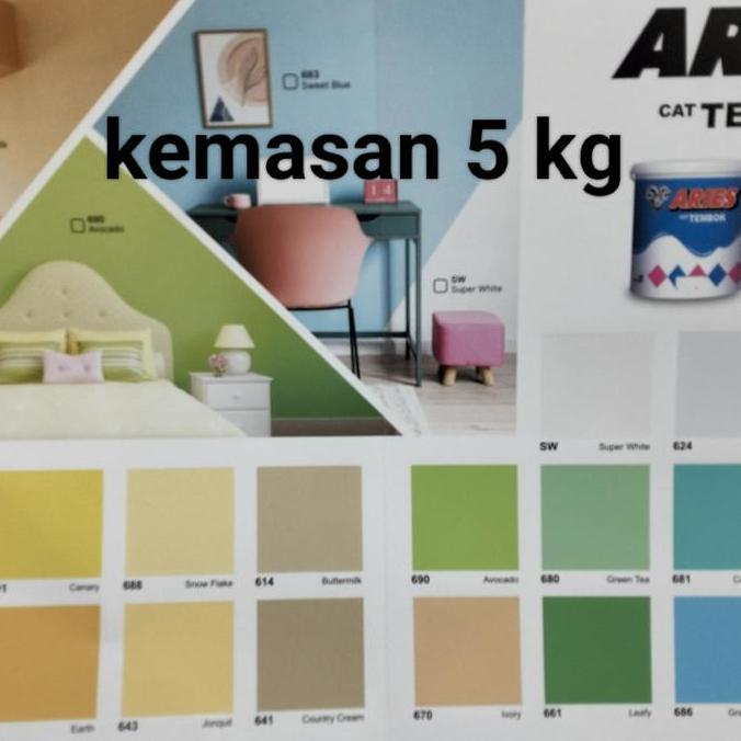 Icebahsa_Seller - Cat Tembok Aries Warna Lengkap 5 Kg ,Cat Aries 5Kg Warna Lengkap