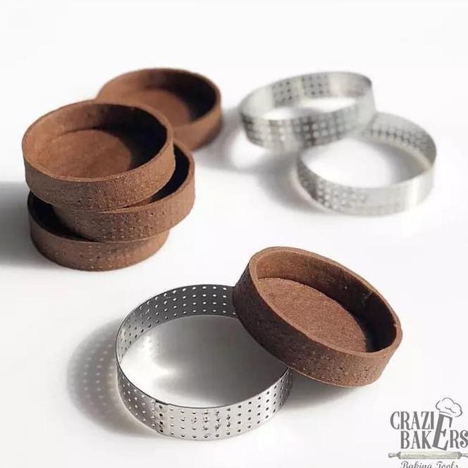 Cetakan Ring Tartpie Perforated Stainless Steel 5 Ring 1 Set 8 Cm