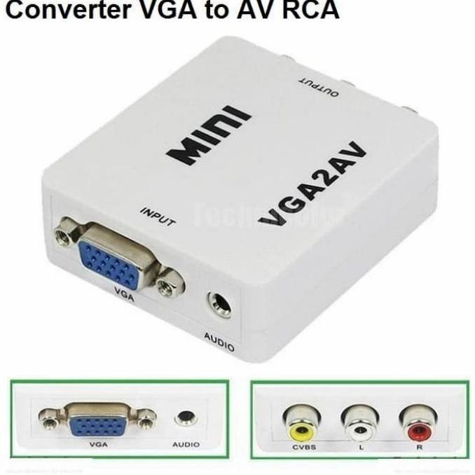 Terusaja- Converter Vga To Av / Vga To Rca / Converter Vga To Rca Box Biru