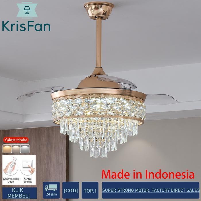 KrisFan Lampu Gantung Kristal Mewah 3in1 50cm 96W 3 Warna Cahaya Putih Hangat Netral Modern Minimali