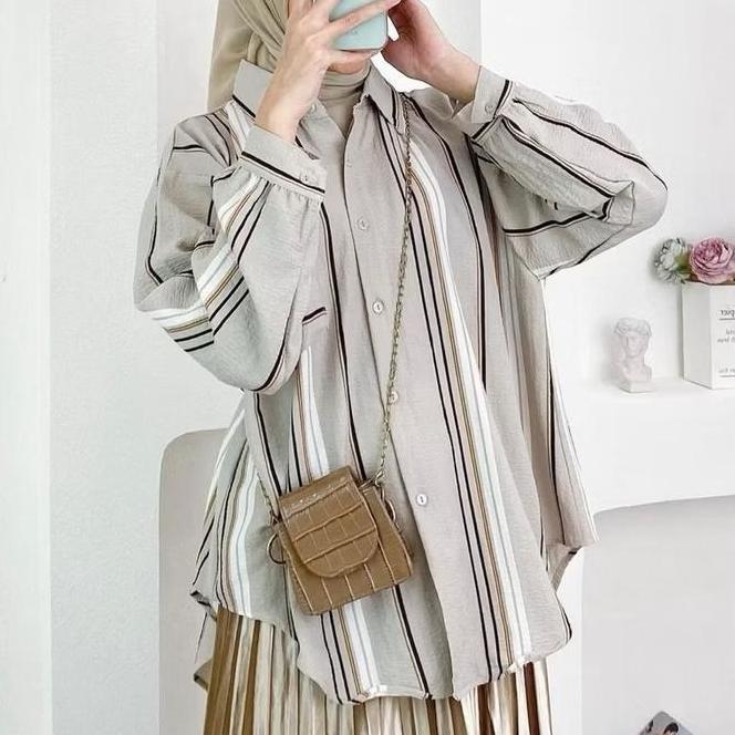 Beyu Moana Beyu Moana Blouse Wanita Oversize Katun Panjang Casual