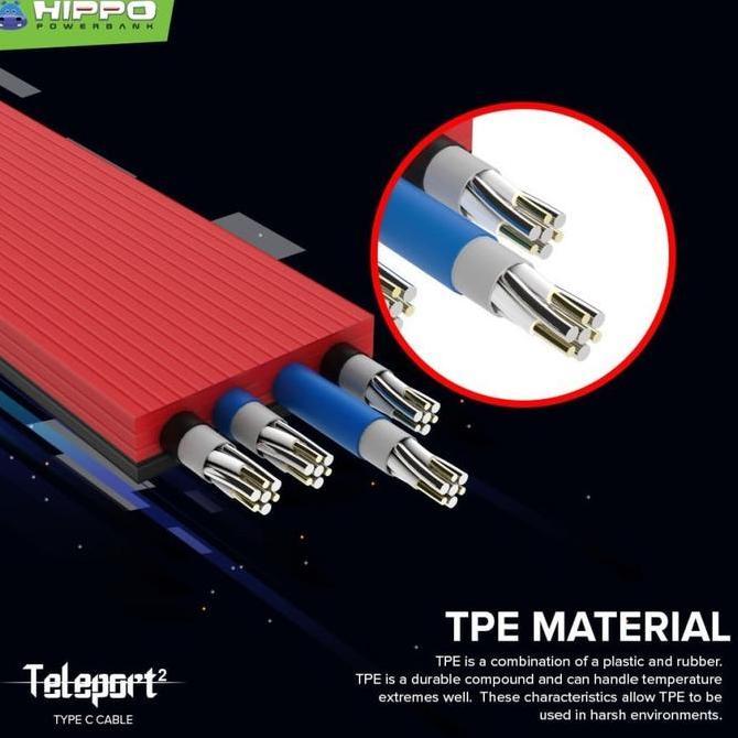 Hippo Teleport 2 Kabel Data Charger Type C to Lightning 30CM