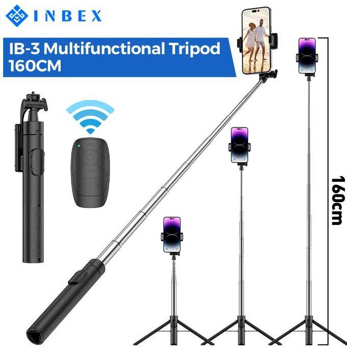 INBEX S03S Tongsis Bluetooth Led Selfie Stick Remote Bright Tripod