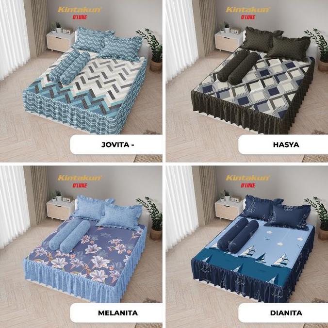 Kintakun Sprei D'Luxe Rumbai King New Extra Edition Size Edition Uk. 180X200 Cm Tinggi 25 Cm Premium
