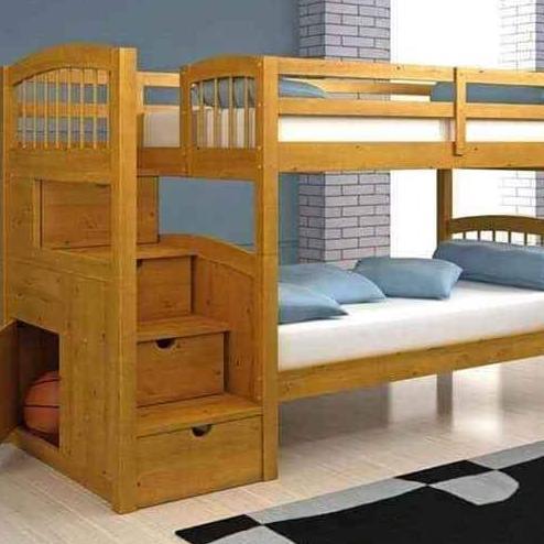 Terlaris Dipan Susun 2 Tingkat Tangga Laci Kayu Jati Belanda