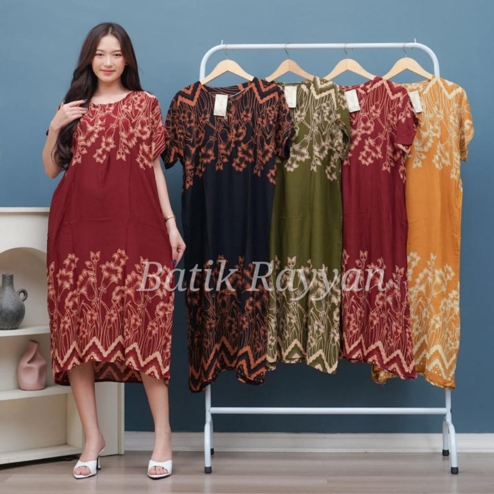 SUPER DEAL [BISA COD] 100 DAPAT 4PCS || DASTER RAYON JUMBO LENGAN PENDEK BUSUI BUMIL KANCING DEPAN L