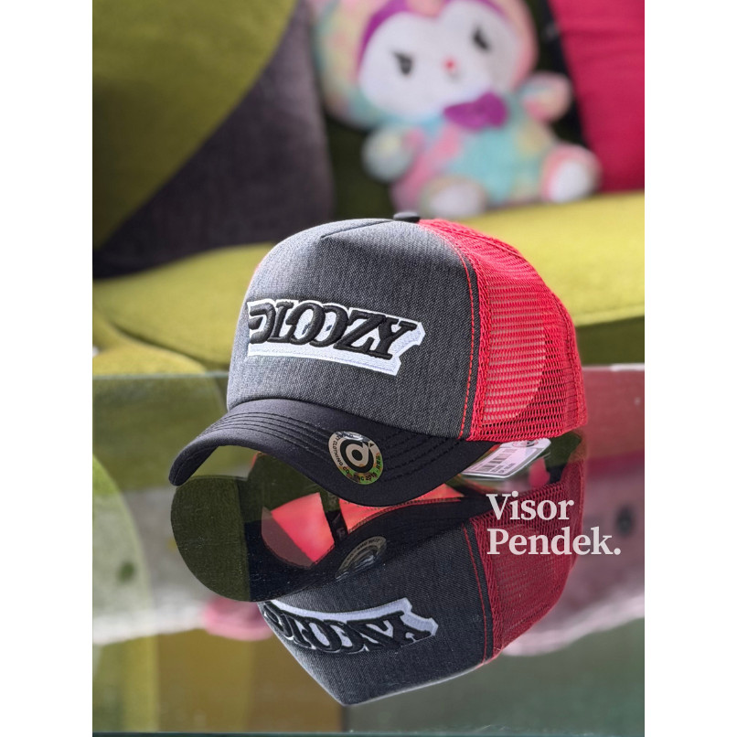 DLOOZY Topi Jaring Visor Pendek Trucker Hat Pria Dewasa Distro Original Merah Dloozy Official 07