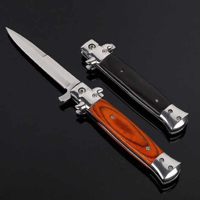 Knifezer Pisau Saku Lipat Folding Portable Knife Tool Wood Grip S12