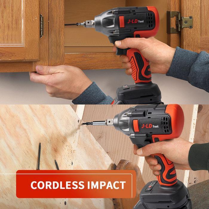 JLD Impact Wrench 13MM Brushless Cordless Impact Driver Wrench Drill 1/2 47pcs fullset original Tors