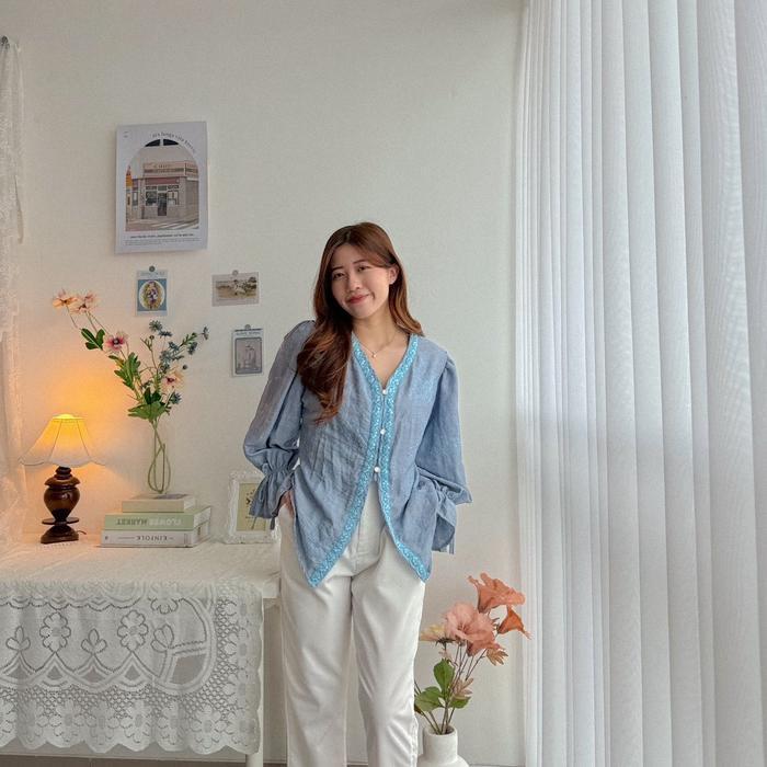 Bisa Cod - Ezra Kebaya Embroidered Blouse Wanita