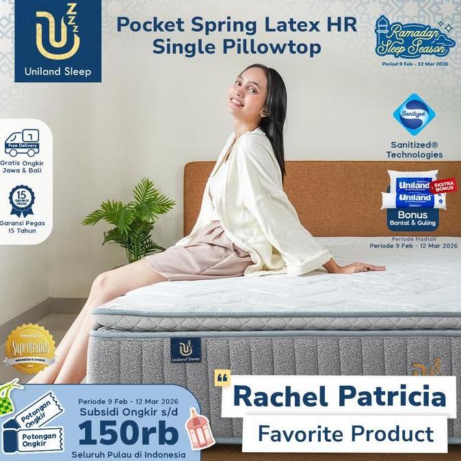 Kasur Pocket Spring Bed Latex HR Single Pillowtop 30cm Uniland Sleep