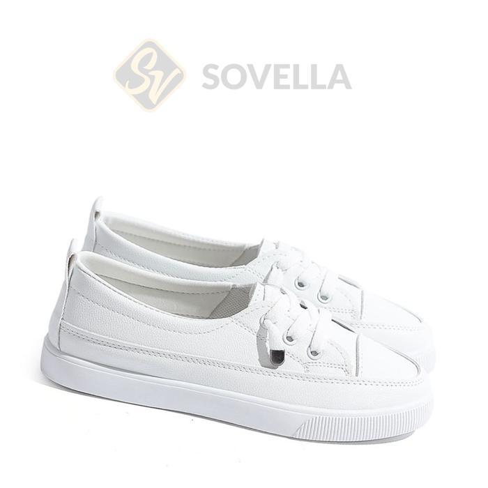 Bisa Cod - Sovella Cleo Sepatu Flat Shoes Putih Slip On Wanita Karet