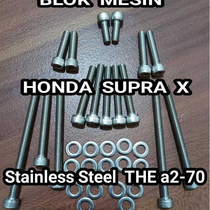 Baut Blok Mesin Supra X Lama Stainless Kopling Terbaru