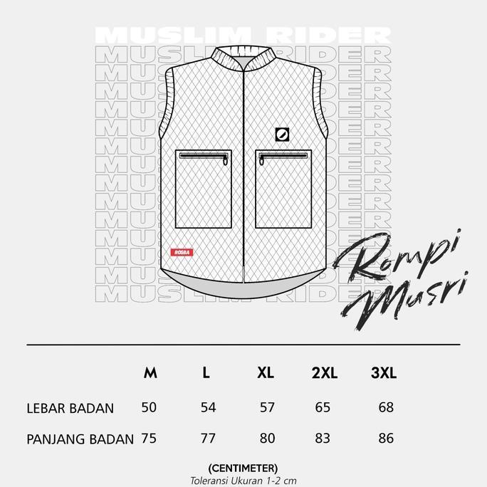 Rompi Musri Rogba M -XXXL Fleeca Diamond Tebal - Rompi Sholat Motor Pria Riders Dewasa Jumbo Big Siz