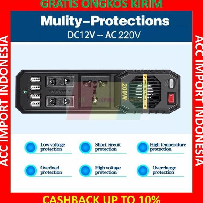 Stop Kontak Power Inverter USB 200W 12V Charger Mobil Converter Car TERBAIK