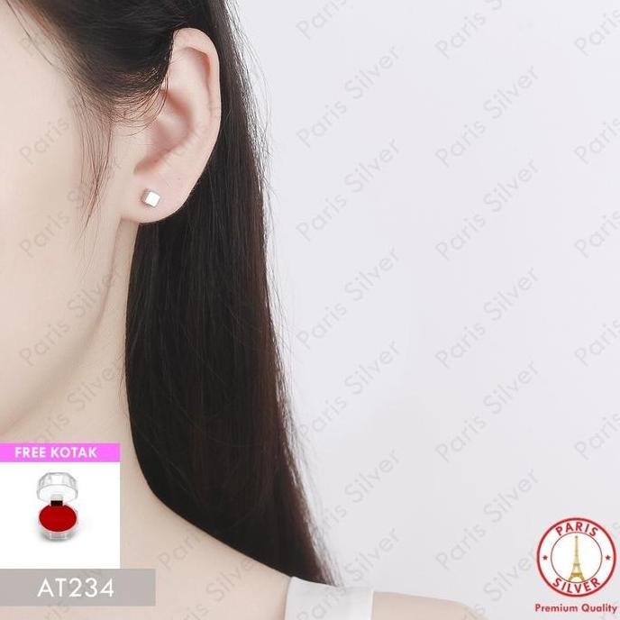 Anting Tusuk Perak Asli Silver 925 Asli Lapis Emas Putih Giwang Tindik Piercing Drat Ulir Pria Wanit