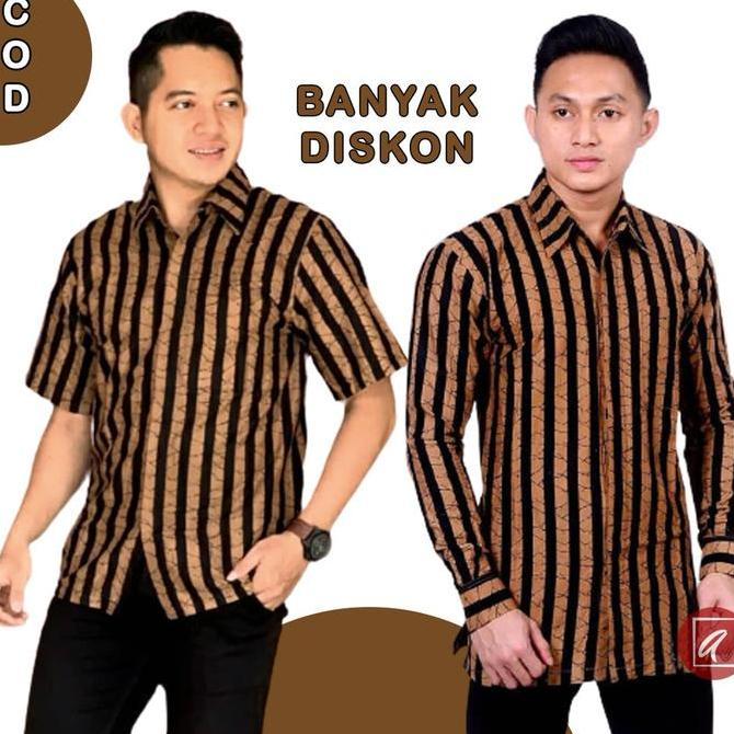 Ready Kemeja / Kemeja Batik Pria Lurik Lengan Panjang Motif Lurik Hem KH