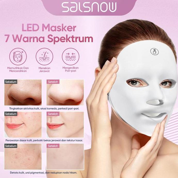Masker LED 7 Warna Alat PerangkatKecantikan Wajah Masker fototerapi LED PDT Untuk perawatanwajah/kec