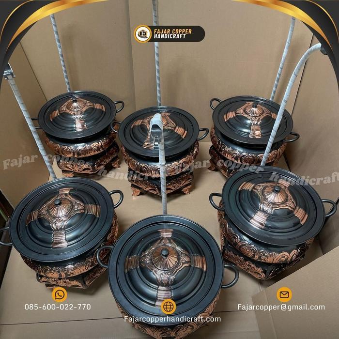 Chafing dish tembaga , pemanas makanan classic