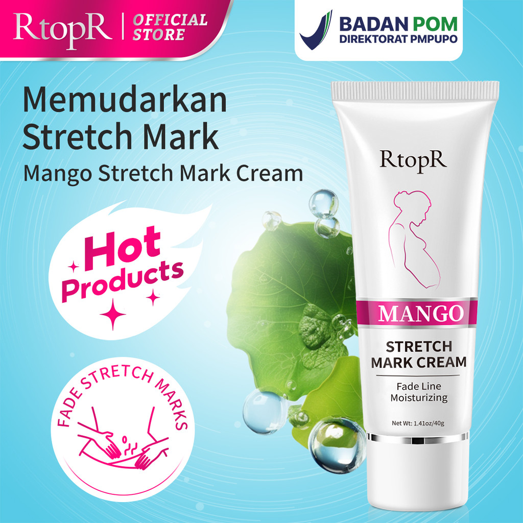 BPOM RtopR Mango Stretch Mark Cream Penghapusan Tanda Peregangan Skincare Penghilang Pemudar Stretch