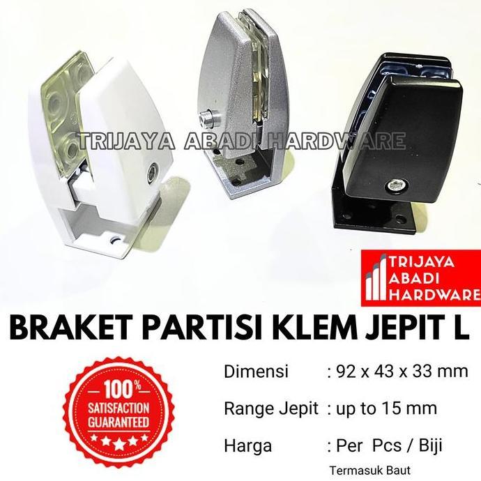 TERBARU BRAKET PARTISI L MEJA KANTOR KLEM JEPIT KACA AKRILIK KAYU BATAS RUANG