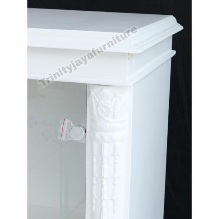 Meja Tv Diswar Klasik Putih Kayu