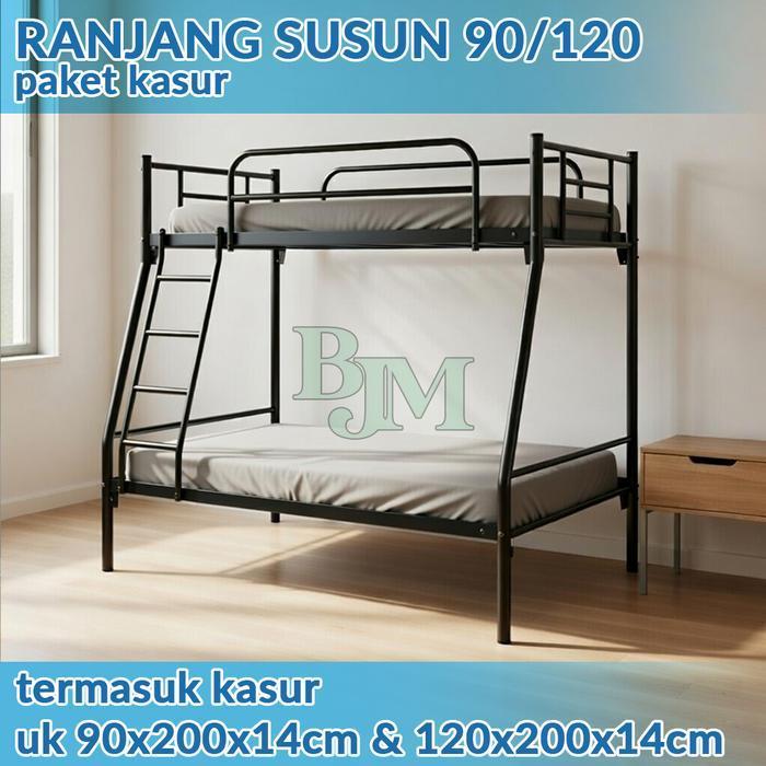 Ranjang susun 90/120 + kasur busa 90x200 & 120x200 cm