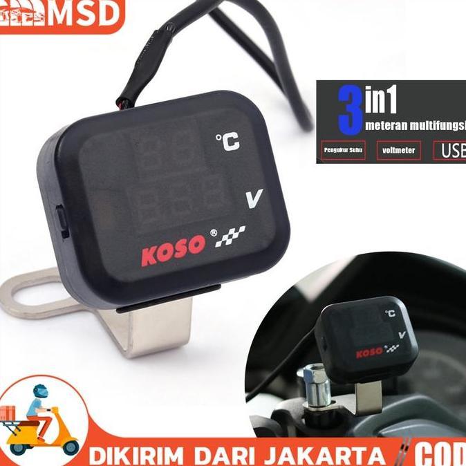 NEZGEFIG Volt Meter  3 in 1/Voltmeter 3 in 1  Usb Anti Air Original/Voltmeter 3in1 Charger USB 2A Br