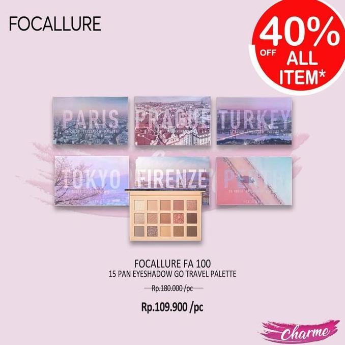 CLEARANCE SALE - (READY & ORI) Focallure Eyeshadow Pallete GO TRAVEL 15 Colors PARIS TURKEY PRAGUE P