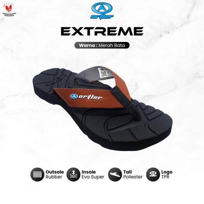 Sandal Gunung Pria Ortler Merah Bata Sendal Jepit Outdoor Traveling Adventure Tipe Extreme Kekinian