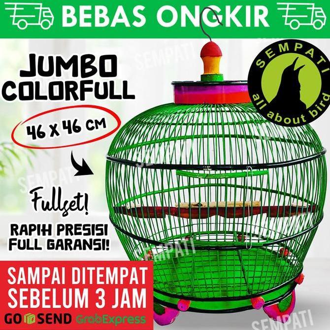 CUCI GUDANG - KHUSUS INSTAN GRAB GOJEK Sangkar Kandang Burung Perkutut Bambu Rotan Full Warna Sangka