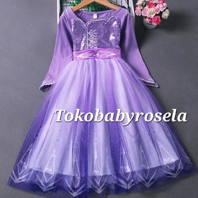 VATGUVOH Gaun Dress Frozen anak perempuan warna Lilac premium Fashion